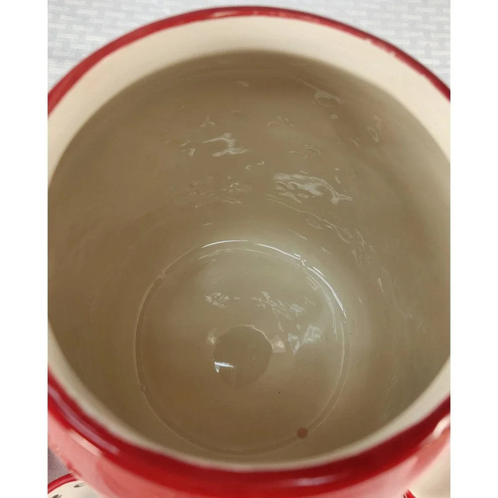 Red & White Snowflake‎ Cookie Jar + Matching Measuring Cups